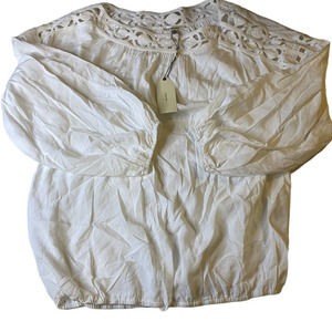 Sophie Max Crochet Eyelet Boatneck Top Women's Size M